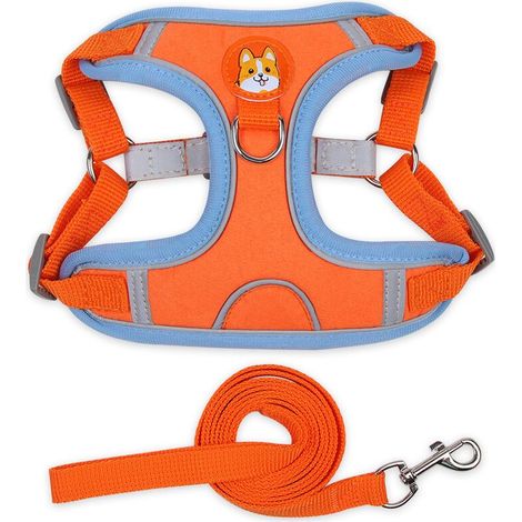 Orange, Xl Harnais De Poitrine Pour Animaux De Compagnie Harnais Pour Chat Et Chien En Daim Laisse Pour Chien En Corde Pour Chien Réfléchissant Et Respirant (1/5)