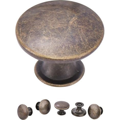 Métal Tiroir de Placard Poignées Poignée ronde D'Armoire Ronde Métal boutons porte d'armoire acier inoxydable Pour Armoires Armoires Tiroirs (10pcs Bronze) (1/5)