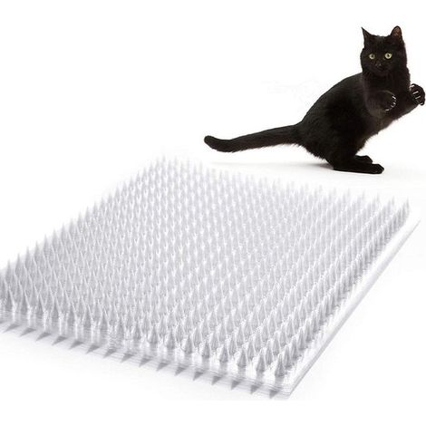 tappetini repellenti per cani e gatti, 42 x 34 x 2 cm, bianchi, dissuasori per gatti da giardino, rete spinosa contro i gatti, tappetino repellente per gatti, barriera per animali (1/5)