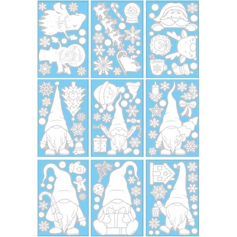 Wiederverwendbare Weihnachtsaufkleber, 9 Schneeflockenaufkleber für dekorative Fenster, Winterdekorationen und festliche Motive