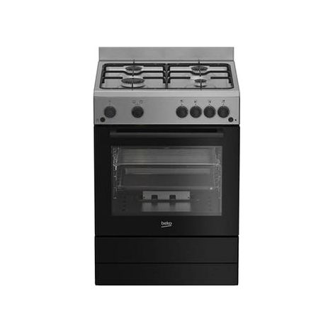 Beko – Cuisinière tout gaz 4 foyers – Type de chaleur : convection naturelle – Nettoyage manuel – Volume 73L – Inox
