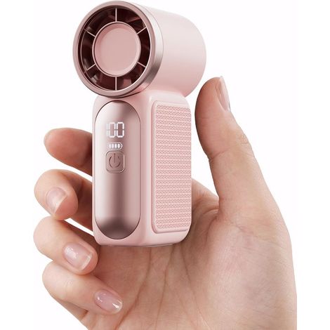 Mini ventilatore portatile，6 velocità，16.900 giri al minuto，con display a LED，ricaricabile tramite USB e con cordino per il trucco. (rosa) (1/5)