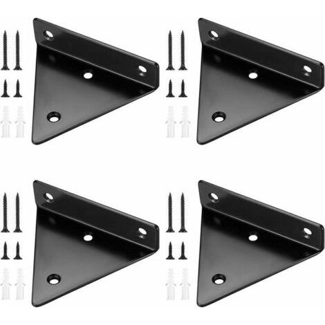 4 Pièces Supports d'étagère Flottants, Supports à Tablettes Muraux Triangulaires Invisibles, Equerre Etagere Murale Métal pour étagère