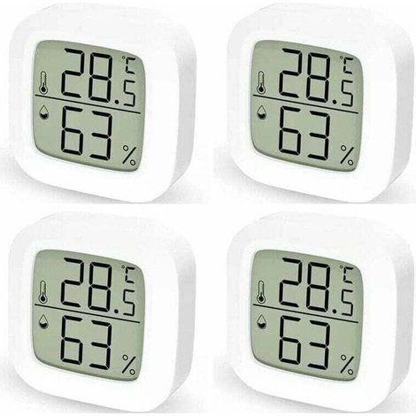 Thermometre Interieur Maison Pack de de 4 Thermometre Hygrometre À affichage numérique, XU,Thermomètre de mesure Digital pour Chambre à Coucher - KZQ