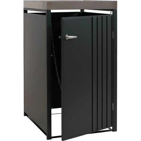 Cache-poubelle abri pour 1 bac à déchets avec bac à plantes 125x68x84 cm en métal anthracite 040009340