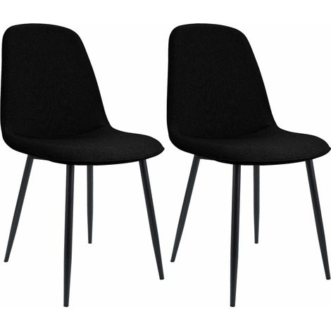 Lot de 2 chaises de salle à manger élégantes et minimalistes en tissu noir cadre en métal noir 100007368 (1/4)
