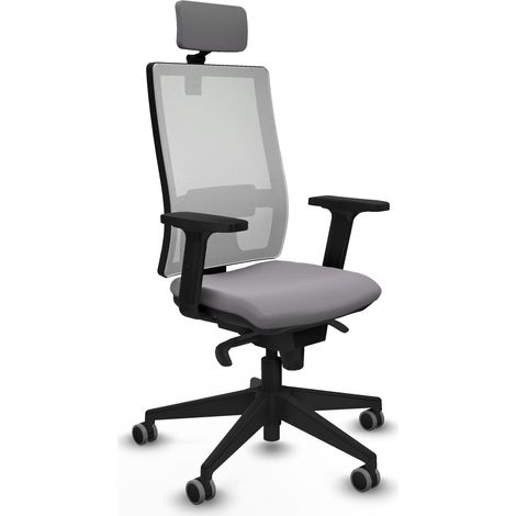 Horna sincro malla blanca similpiel gris brazos 2D base piramidal cabecero 2D ruedas 65mm engomadas (1/5)