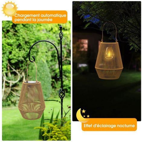 Lanterne Solaire - LED Bois - IP65 Étanche - Pour Jardin Patio Porche - 33 x 16 x 24 cm - 1 Pièce (1/5)