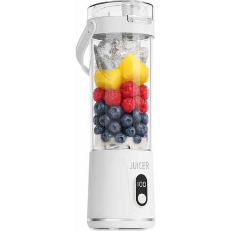 Blender Électrique Portable Blanc à Bouton, Gobelet Presse-Jus et Gobelet Nomade, Broyeur de Glace (1/5)