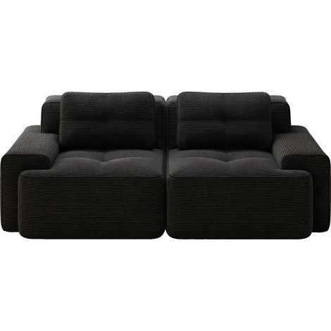 Canapé modulable convertible noir en tissu côtelé, assise profonde 74 cm, design boneless confortable pour salon, sans montage, CHICFURN (1/5)
