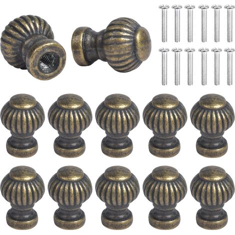 12-teiliges Set Vintage-Mini-Möbelgriffe aus Bronze, runde Metallknöpfe für Schmuckkästchen, Schubladen, Schränke und Kommoden