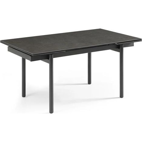 Table extensible 180 à 260 cm céramique gris anthracite pieds droits - UTAH 09 (1/5)