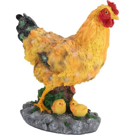 statue jardin exterieur-Statue de poule et poussins en résine pour jardin miniature - Décor paysager et bureau (1 figurine) (1/5)