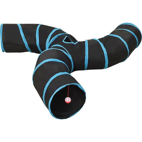 Katzentunnel 3-Wege Schwarz und Blau 25 cm Polyester