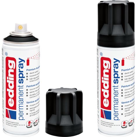 Lot de 2 bombes de peinture aérosol E5200 noir mat - Spray 200ml – Séchage rapide, résiste aux intempéries (1/5)
