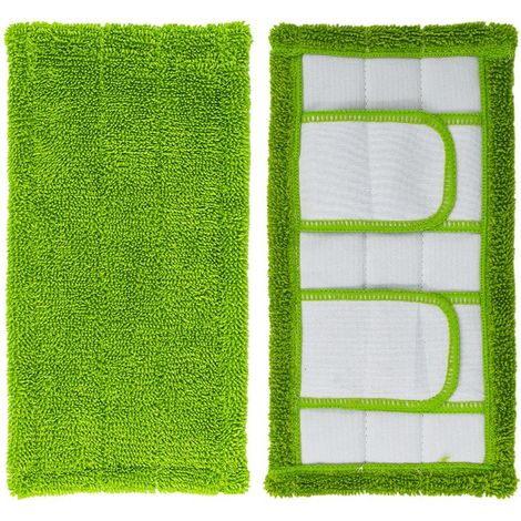 Lingette de Rechange pour Balai à Franges Microfibre Utilisable pour Nettoyage Humide et Sec Maison Réutilisable,2 piece-vert (1/5)