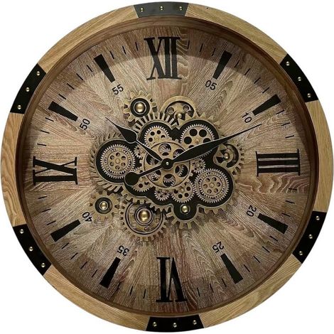 Gear Wall Clock - L7 x W68 x H68 cm - Brown/Black