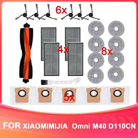 Pièces de rechange pour Xiaomi Mijia Omni M40 D110CN : brosse principale, filtre HEPA, chiffon de nettoyage, sac à poussière, climatiseur (1/5)