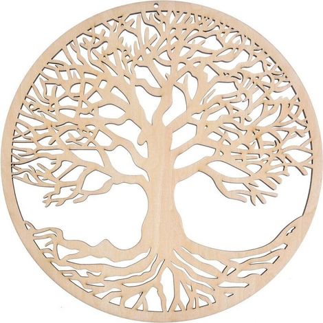 – Décoration murale arbre de vie en bois massif – Sculpture intérieure et extérieure – Ambiance harmonieuse pour méditation – Cadeau significatif (1/5)