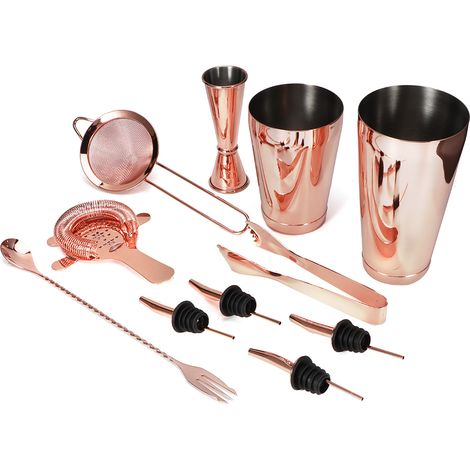 11-teiliges Multifunktions-Cocktailshaker-Set aus Edelstahl, Barzubehör, Roségold (1/5)