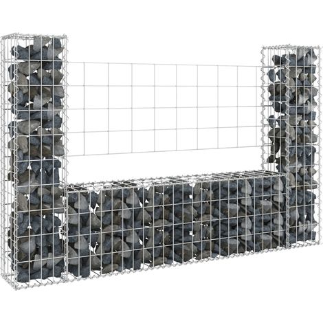 Vidaxl – Panier de gabion en forme de U avec 2 poteaux en fer 140x20x100 cm – Résistant à la rouille – Pour murs de soutènement – Assemblage requis
