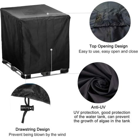 Bache Cuve 1000l, Collecteurs D'eau de Pluie Bache, Adapté au Réservoir D'eau de Baril de Pluie Extérieur 1000l, CoUVerture de Protection UV, éTanche, Anti-Poussière, Housse Cuve 1000l (1/4)