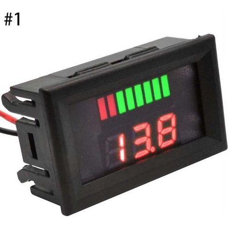 Voltmeter Numérique LED - 6 V à 100 V CC - Indicateur Santé Batterie - Pour Voiture Bateau Moto Vélo Électrique - 1 Pièce (1/5)