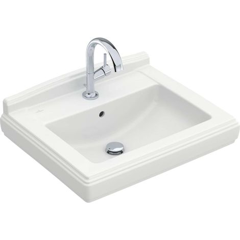 Hommage, Lavabi classici, 750 x 580 mm, Rettangolare, modello piano, per rubinetteria 3 fori, foro centrale forato, con troppopieno, Sanitari Ceramica bianca Plus (1/3)