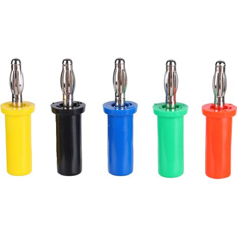 Lot de 5 fiches bananes U30 4 mm (rouge, noir, jaune, vert, bleu) pour tests électriques