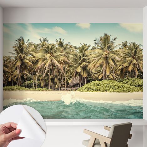Papier peint autocollant adhésif installation rapide du papier peint durable et résistante Plage tropicale 152x104 cm (1/5)