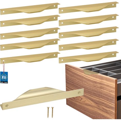 Tiradores para muebles KOTARBAU® Modern Edge de aluminio color oro mate, 160/180 mm, juego de 10 unidades.