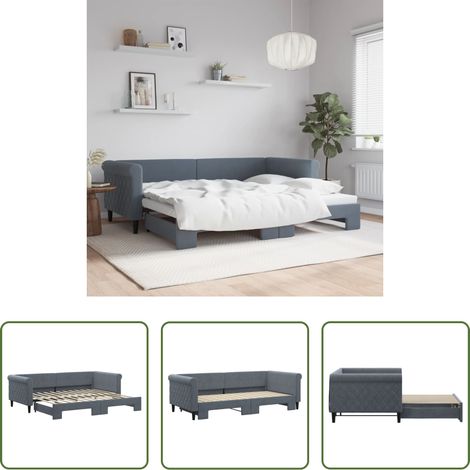 vidaXL Sofa-Bett - Tagesbett Ausziehbar Dunkelgrau 90x200 cm Samt (1/5)