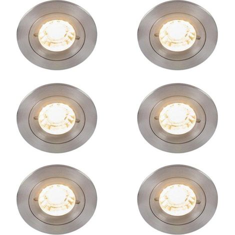 QAZQA Xena spot encastrable - set de 6 - 8x8cm - IP44 - rond - acier (1/5)