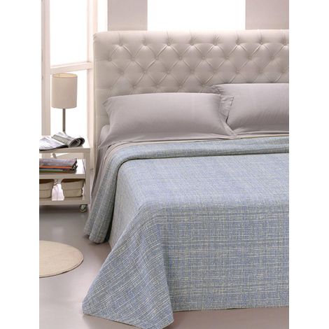 Copriletto Matrimoniale in Jacquard Tinto Filo Cober Ibiziano Azzurro