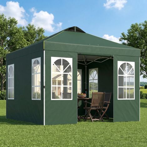 Vert 3x3 m - Tente pliante Pop-up doté de UPF50+ 4 côtés amovibles, hauteur réglable et sac de transport