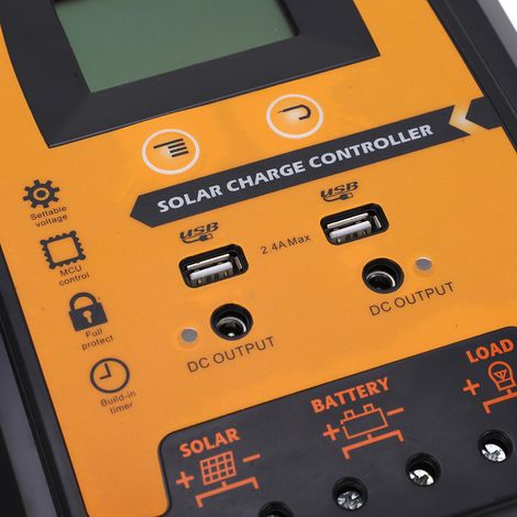70A 12V/24V Solarpanel-Lade-/Entladeregler mit zwei USB-Ausgängen und LCD-Bildschirm (1/5)