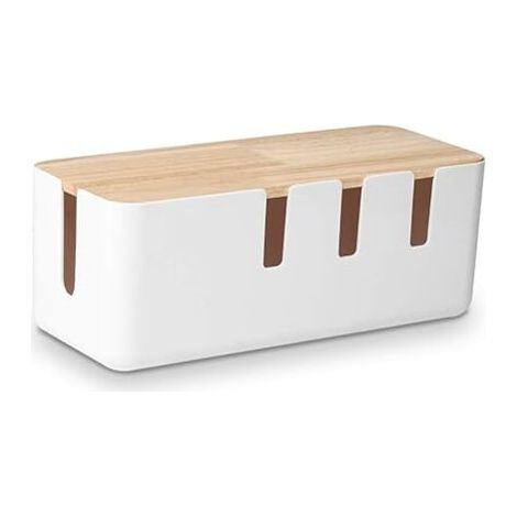 Kabelaufbewahrungsbox 30,5 x 12,5 x 11,5 cm, Holzdeckel, Kabelorganizer für Schreibtisch, Fernseher, Computer, USB-Hub-System zum Verstecken von Steckdosenleisten