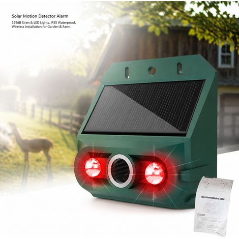 Toivize-Alarme Solaire Détecteur de Mouvement - Répulsif Animaux Lumineux 129dB IP55 pour Jardin Ferme Cour 1 Pièce (1/4)