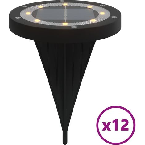 Set di 12 luci solari da giardino illuminazione automatica 11 x 13 cm nero PS 020056674
