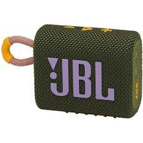 Enceinte Bluetooth JBL Go 3 étanche, vert, haut-parleur portable sans fil, format mini, 5h d'autonomie, idéale voyage et outdoor. (1/3)