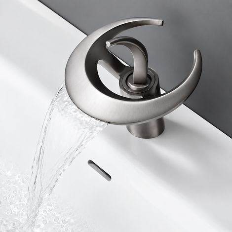 Mitigeur Lavabo Robinet Laiton Vasque Salle de Bain gris canon de fusil cascade soucoupe 1,6 kg – Livraison gratuite