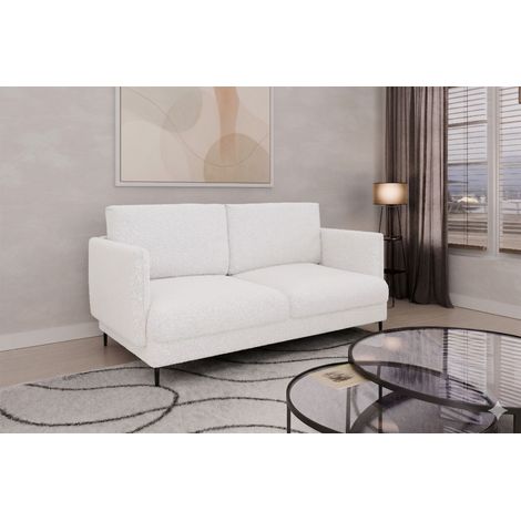 Sofa Designersofa HELMER 2-Sitzer Stoff Baloo Weiß