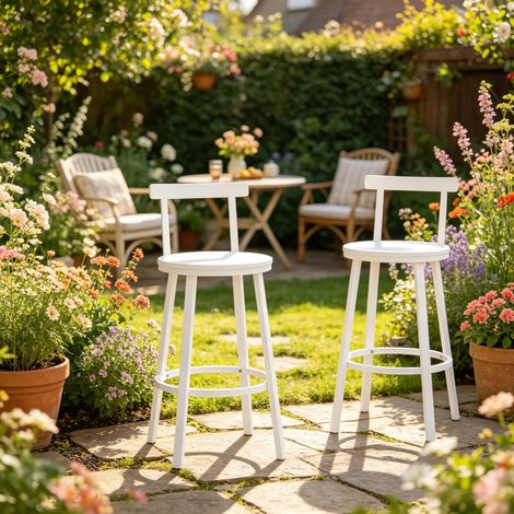 Tabouret de bar moderne avec dossier incurvé, pour cuisine, salle à manger ou petit-déjeuner — lot de 2 (1/4)