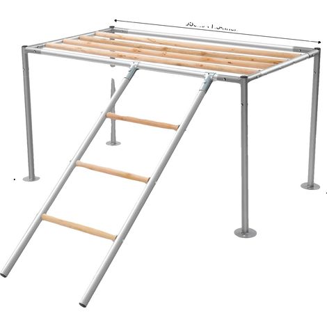 Percha de madera para gallinas, diseño integrado con escalera, color amarillo. (1/2)