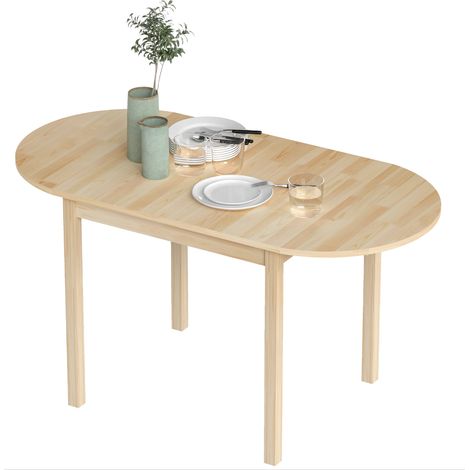 Table de salle à manger pliante ovale en bois massif 2 abattants peu encombrante 140L x 70l x 75H cm