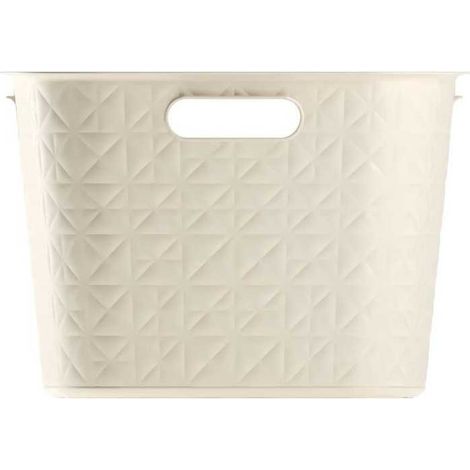 Coffre a Linge - CURVER - Softex - 45L - Plastique recyclé - 59 x 39 x 27 cm - Blanc cassé (1/2)