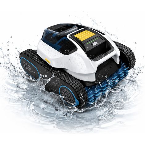 Spino E1 Robot Piscine Sans Fil, Nettoie Fond Parois et Ligne d'Eau, avec App, Trajet SmartArc, 210 Min & 150m² d'Autonomie
