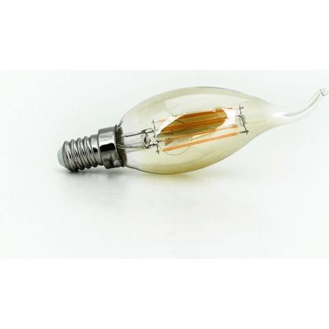Bombilla Vela LED Regulable E14 4W 2200K – Punta Torcida y Cristal Dorado Vintage
