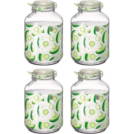 Lot de 4 bocaux hermétiques à bouchon mécanique, bocal pot de conservation, capacité 5 L - Ø 17.5 x Hauteur 27.9 cm (1/3)