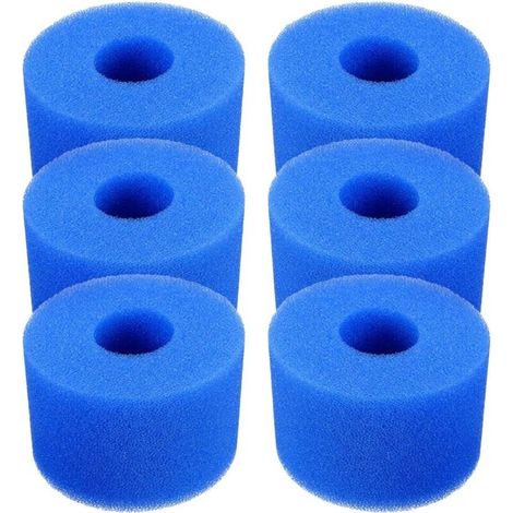 Lntyq Lot de 6 cartouches de filtre de piscine réutilisables et lavables en mousse pour jacuzzi type S1 (bleu)